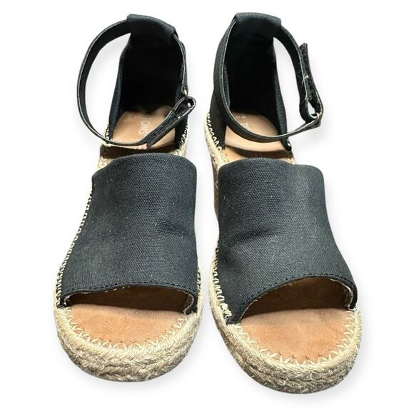 TOMS Women’s Black Canvas Marisol Espadrille Wedge Sandals Size 10 - Picture 3 of 9
